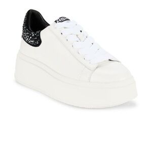 Ash Women's White and Black Rhinestone Platform Sneakers